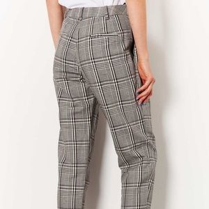 Topshop high waisted gingham cotton linen trousers